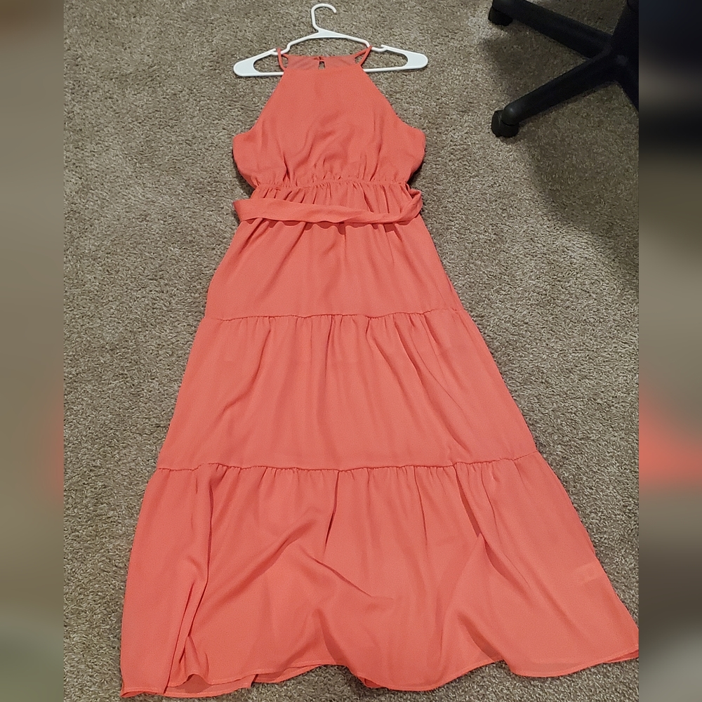 Elegant Coral Maxi Dress